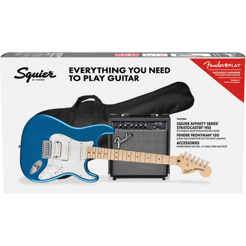 Fender  Affinity Series™ Stratocaster® HSS Pack, Maple Fingerboard, Lake Placid Blue, Gig Bag, 15G - 120V