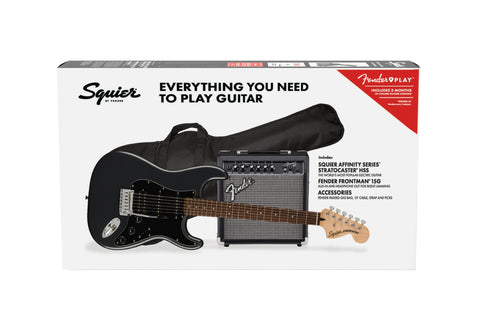 Fender Affinity Series™ Stratocaster® HSS Pack, Laurel Fingerboard, Charcoal Frost Metallic, Gig Bag, 15G - 120V