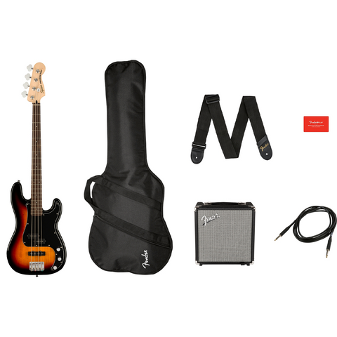 Fender Affinity Series™ Precision Bass® PJ Pack, Laurel Fingerboard Sunburst, Gig Bag, Rumble 15 - 120V