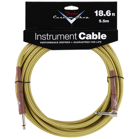 Fender Custom Shop Straight Output to Angled Output Cable, 18.6FT Tweed