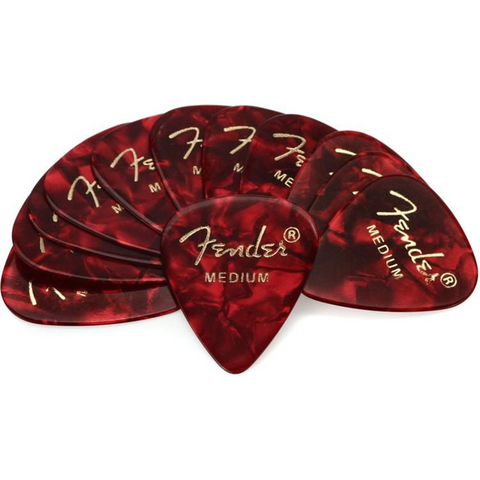 Fender 351 Premium Celluloid Picks 12 pack, Red Moto