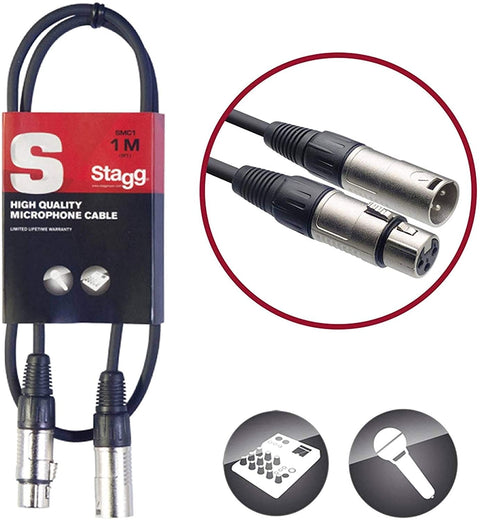 SMC1 Stagg Microphone cable, XLR/XLR (m/f), 1 m (3&