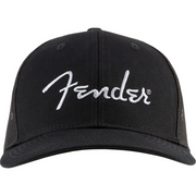 9122421100 Fender® Silver Thread Logo Snapback Trucker Hat, Black, One Size Fits Most