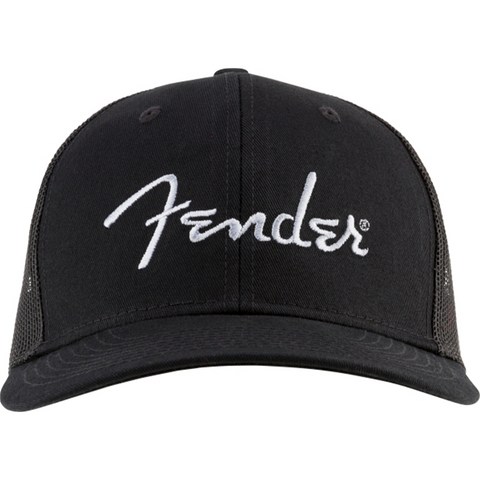 Fender® Silver Thread Logo Snapback Trucker Hat, Black