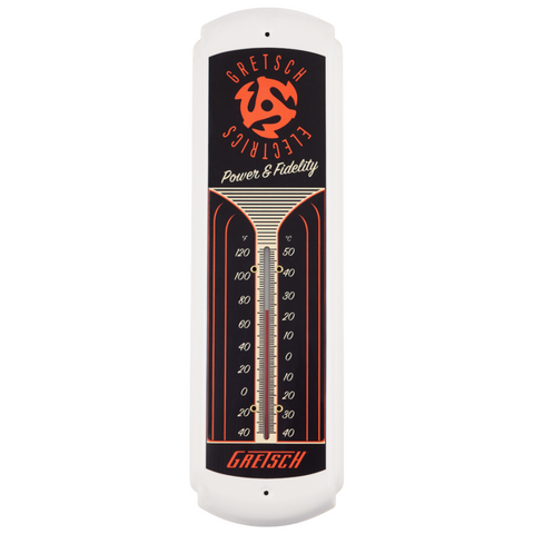 Fender Gretsch Guitar Vintage Style Power & Fidelity Tin Thermometer