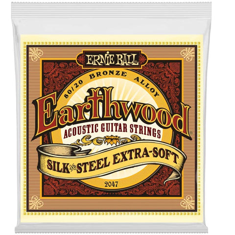 EBP02047 Ernie Ball "Silk & Steel Extra Soft" Earth Wood 80/20 Bronze Strings, 10-50