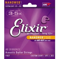 11027 Elixir 80/20 Bronze-NANOWEB Strings Coating-Lite Gauge .011 - .052