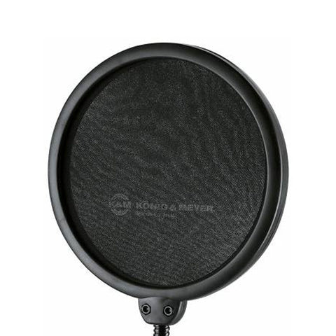 K&M 23956-Black Small Double Screen Pop Filter w/Gooseneck & Clamp