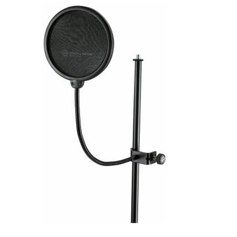 K&M 23956-Black Small Double Screen Pop Filter w/Gooseneck & Clamp