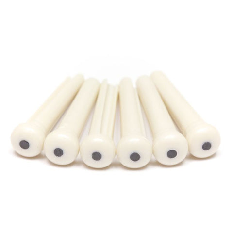 TUSQ Traditional Style Bridge Pins White With Black Inlay Item