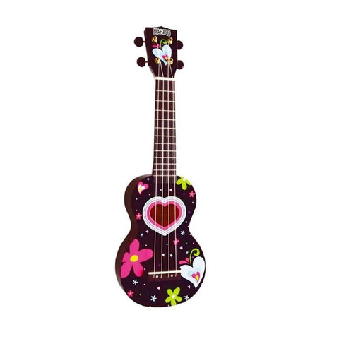 MA1HE-BK Mahalo Ukuleles Art Series Hearts And Flowers Soprano Ukulele With Bag