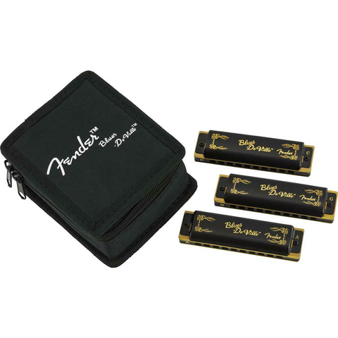 Fender Blues DeVille Harmonica 3 pack with Case
